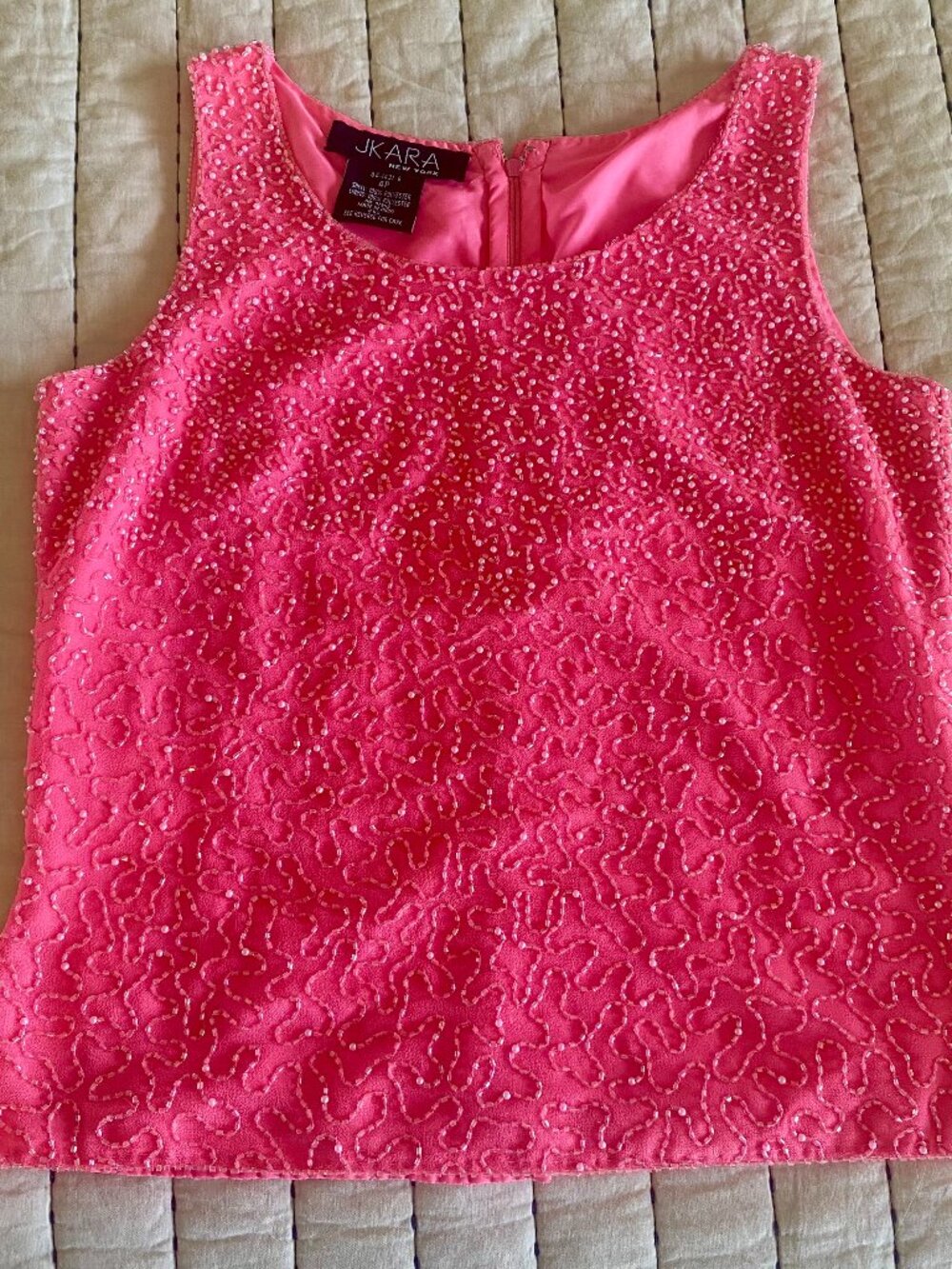 Vintage J Kara 4P Pink Beaded Sleeveless Top Y2K Formal